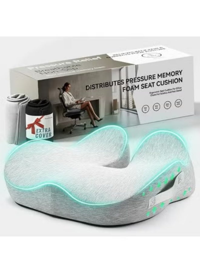 Memory Foam Seat Cushion for Office Chair, Car & Wheelchair – Coccyx Support Cushion for Tailbone Comfort & Sitting Discomfort Relief | Portable Seat Pad for Travel & Long Sitting - Image 1