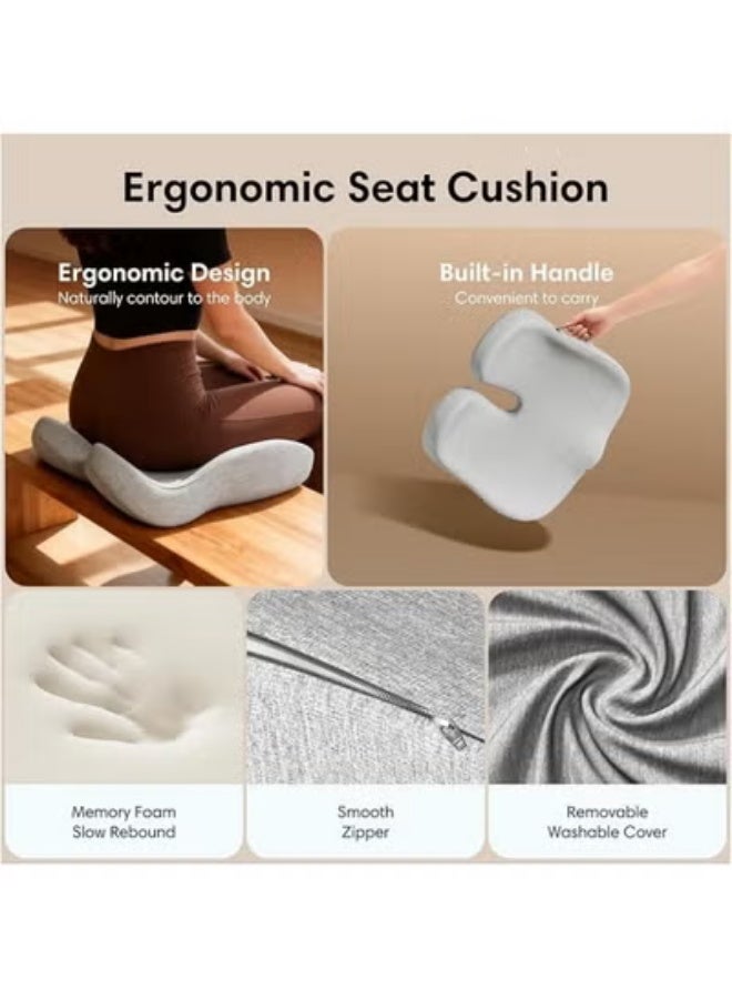 Memory Foam Seat Cushion for Office Chair, Car & Wheelchair – Coccyx Support Cushion for Tailbone Comfort & Sitting Discomfort Relief | Portable Seat Pad for Travel & Long Sitting - Image 3