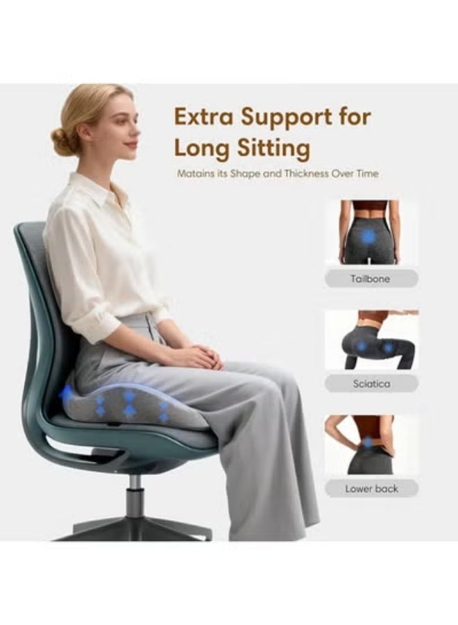 Memory Foam Seat Cushion for Office Chair, Car & Wheelchair – Coccyx Support Cushion for Tailbone Comfort & Sitting Discomfort Relief | Portable Seat Pad for Travel & Long Sitting - Image 4