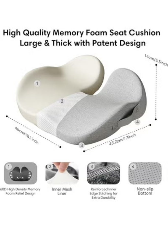 Memory Foam Seat Cushion for Office Chair, Car & Wheelchair – Coccyx Support Cushion for Tailbone Comfort & Sitting Discomfort Relief | Portable Seat Pad for Travel & Long Sitting - Image 2
