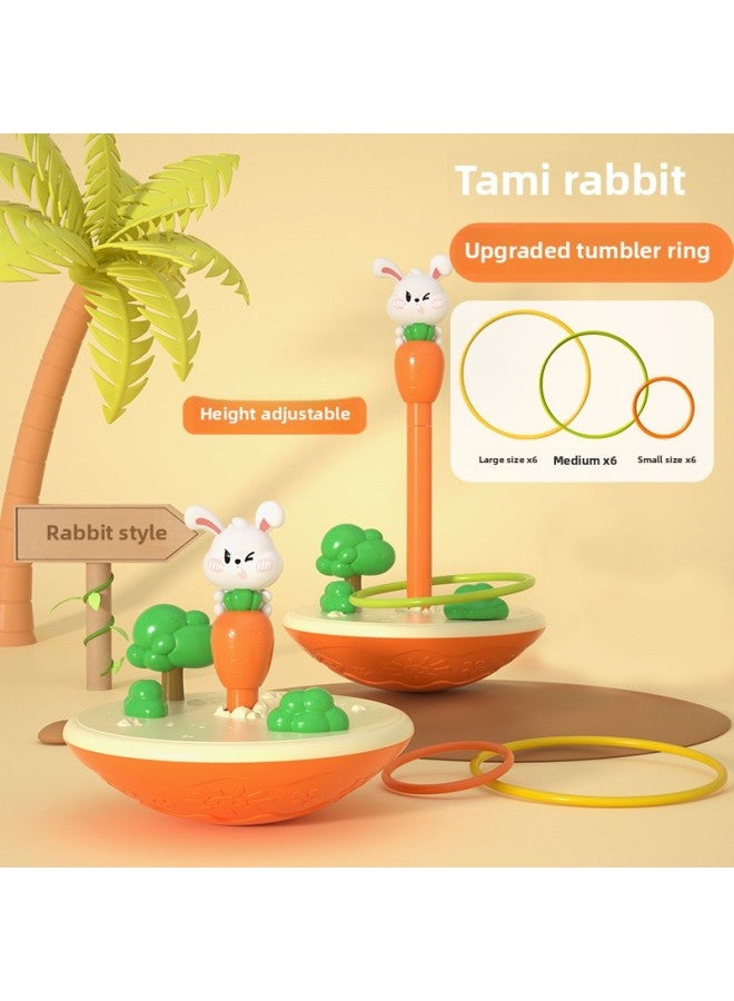 Parent-Child Interactive Throwing Ring Ring Tower Indoor Outdoor Kindergarten Kids Game Children's Toys-Specifications:Rabbit ☆ Shake Tumbler Model [18 Circles] Adjustable Height - Image 1