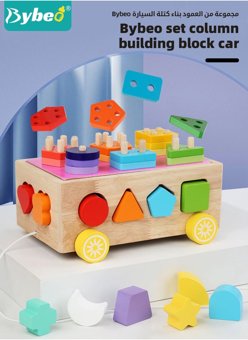 Bybeo Baby Shape Sorter Learning Toys for Toddlers, Wooden Shape Sorter Learning Blocks for Boys Girls, Montessori Toys, Activity Cube Learning & Education Preschool Toys Baby Boy Girl Gifts over 12 months  - Image 1