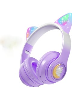 General Wireless Kids Headphones with LED Light Up Cat Ears, Colour Changing Over-Ear Bluetooth Headphones with Microphone, Volume Control Foldable Bluetooth Cat Headphones for Kids/Girls/Schools  - Image 1