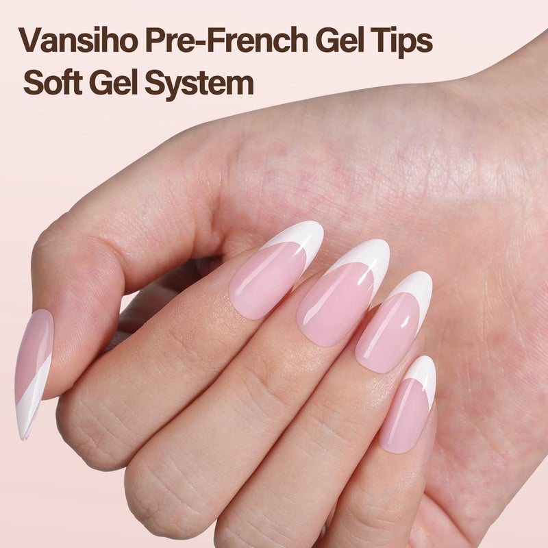 Vansiho French Gel Nail Tips, 150Pcs Medium Almond Gel Nail Tips, Pink Soft French Tips Press on Nails, Fake Nails for Nail Art DIY 15 Sizes - Image 2