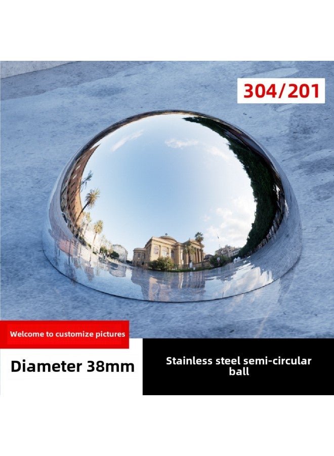 1mm Stainless Steel Hollow Semicircular Ball Mirror Wall Decoration Stainless Steel Hemispherical Tube Sealing Metal Semicircular Ball-Specifications:38*201 Stainless Steel*polished Mirror - Image 1