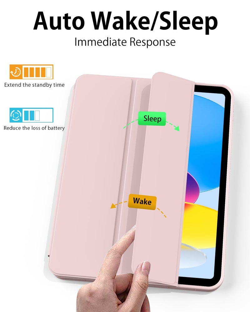 Aoub Case for iPad (A16) 11th Generation 11 inch 2025, iPad 10th Generation Case 10.9 inch 2022 with Pencil Holder, Smart Trifold Stand Cover, Auto Sleep/Wake, Pink - Image 4