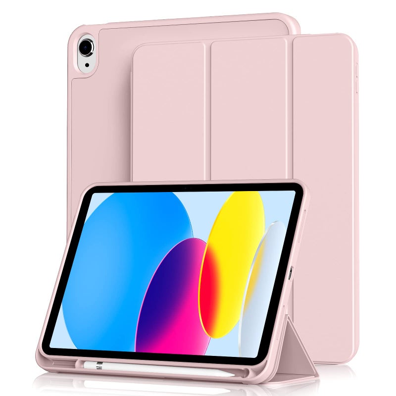 Aoub Case for iPad (A16) 11th Generation 11 inch 2025, iPad 10th Generation Case 10.9 inch 2022 with Pencil Holder, Smart Trifold Stand Cover, Auto Sleep/Wake, Pink - Image 1