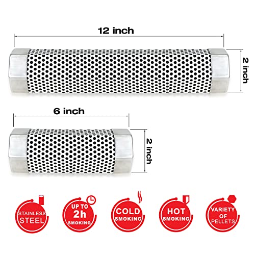 Kampfit Pellet Smoker Tube 6 Inches - Stainless Steel Perforated Wood Pellet Tube Smoker - for All Electric, Gas, Charcoal Grill or Smoker, Hot or Cold Smoking - Image 3