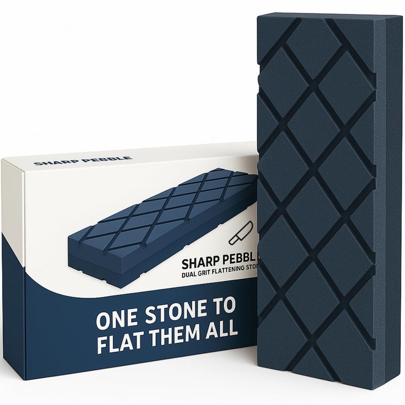 Sharp Pebble Large Flattening Stone- Dual Grit Coarse/Fine Sharpening Stones Flattener- Diamond Grooves Whetstone Fixer-Re Level Any Whetstones & Waterstones - Image 1
