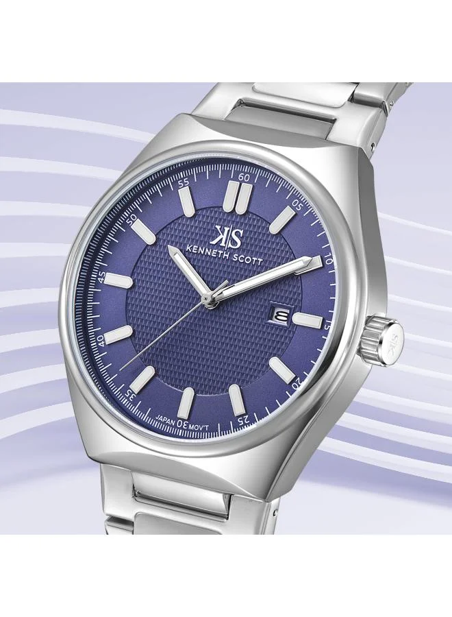 Kenneth Scott  Men's Stainless Steel Analog Watch K24016-SBSN - 42 mm for Men | Best Price UAE