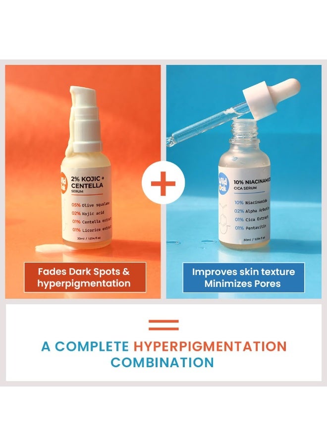 WILD OAK Hyperpigmentation Serum Combo: 2% Kojic/Centella + 10% Niacinamide/Alpha Arbutin | Dark Spot Corrector | Hydration | Even Skin Tone | Brightening Formula For All Skin Types | 30Ml Each - Image 4