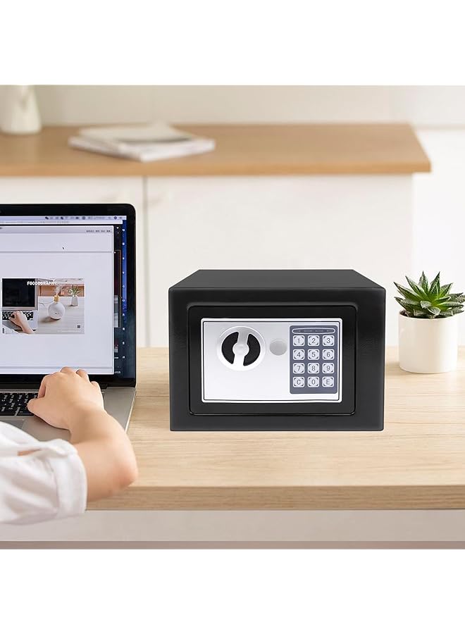 erorex Safe Box For Home Security Electronic Money Box With Digital Keypad And Keys Small Safe Lock Box Steel Construction 4.6L Cash Box Money Jewelry Document Safe 23 X 17 X 17 Cm Black - Image 2