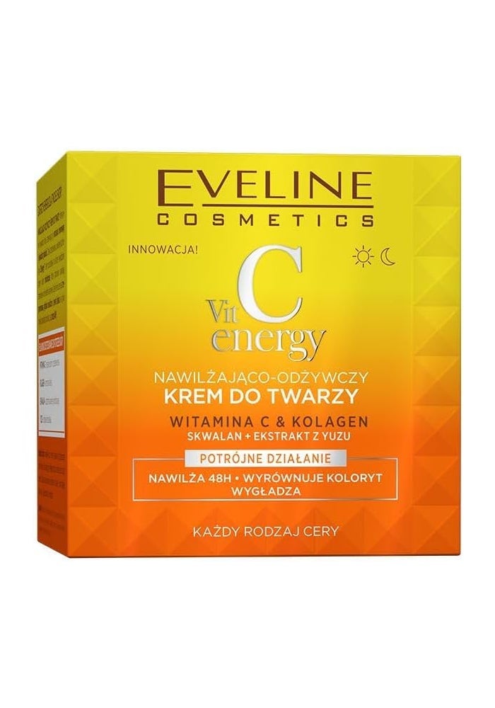 EVELINE COSMETICS كريم الوجه المرطب والمغذي بفيتامين C من إيفلين كوزمتيكس مع الكولاجين ومستخلص اليوزو - 50 مل