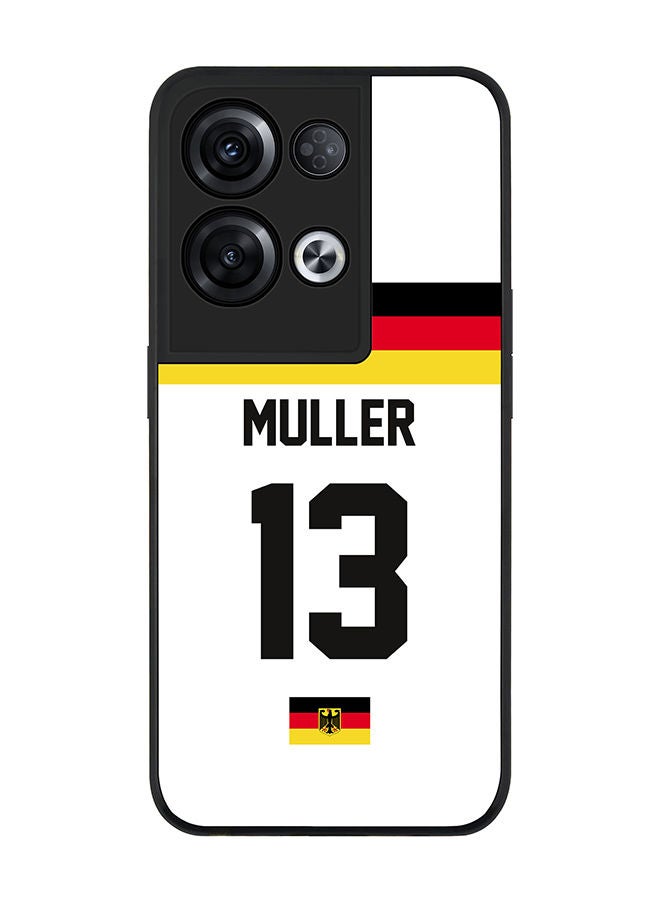Stylizedd Rugged Black edge case for Oppo Reno8 Pro Slim fit Soft Case Flexible Rubber Edges Anti Drop TPU Gel Thin Cover - Football Team - Germany Player Name - Muller - Image 1