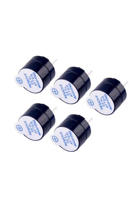 5-Pieces Buzzer 5VDC, Long Continuous Beep Tone 12*9.5mm Mini Active Buzzer