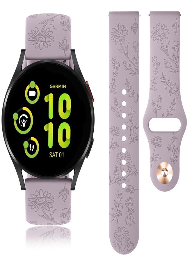 Meliya Flower Engraved Bands Compatible with Garmin Vivoactive 5 / Vivoactive 3 Watch Band, Garmin Venu 2 Plus / Venu Sq / Venu Watch Bands Women Men, Soft Silicone Sport Replacement Strap for Garmin - Image 2