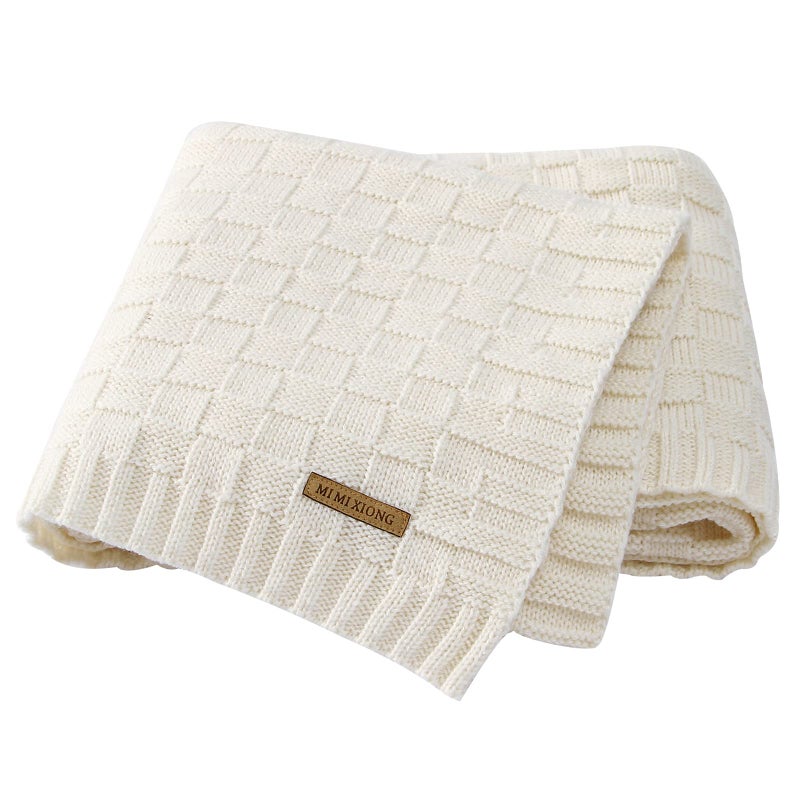 LAWKUL Knit Baby Blankets White Cable Newborn Babies Receiving Blanket Infant Boy Girl Soft Swaddle for Crib Stroller 40"x30" - Image 1
