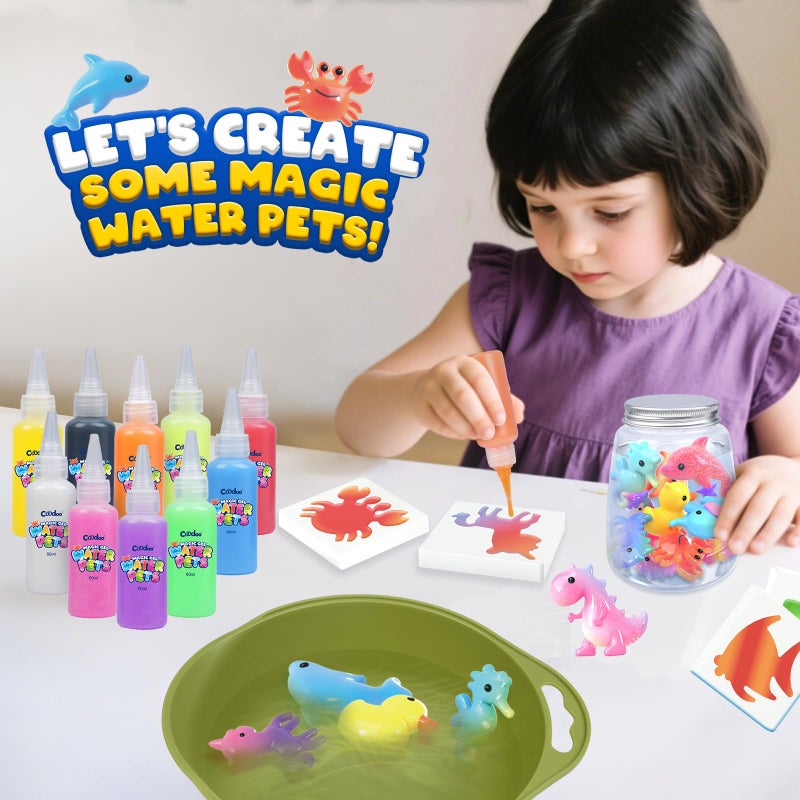 Coodoo Magic Water Elf Toy Craft Kits for Kids, DIY Your Own Aqua Fairy Water Pets & Squishy Maker Toys with 10 Magic Gels and 8 Molds, Art Supplies Arts and Crafts for Kids Boys and Girls Ages 4-8 6-8 - Image 4