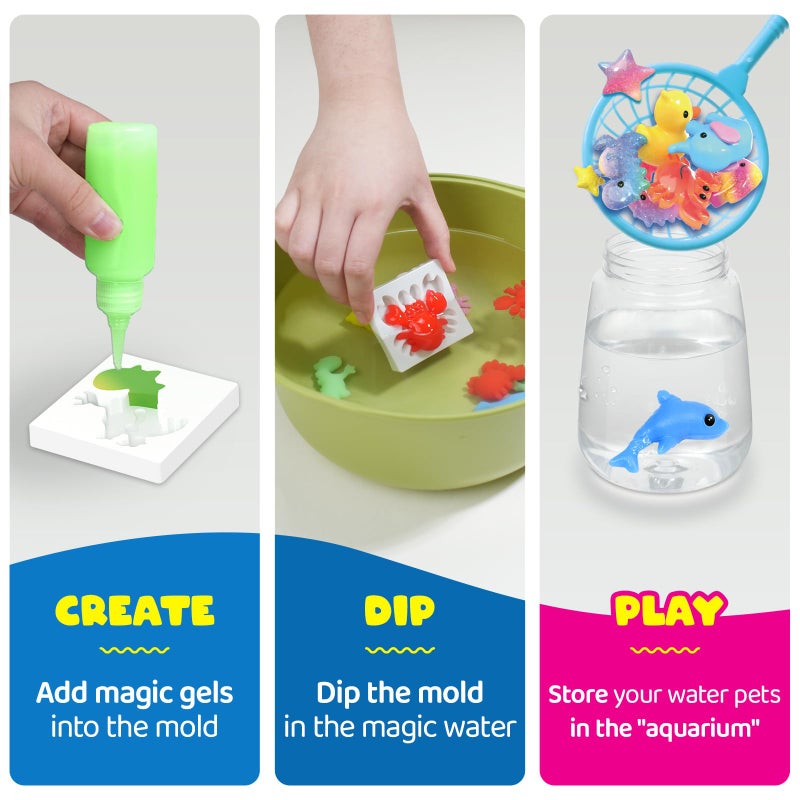 Coodoo Magic Water Elf Toy Craft Kits for Kids, DIY Your Own Aqua Fairy Water Pets & Squishy Maker Toys with 10 Magic Gels and 8 Molds, Art Supplies Arts and Crafts for Kids Boys and Girls Ages 4-8 6-8 - Image 2