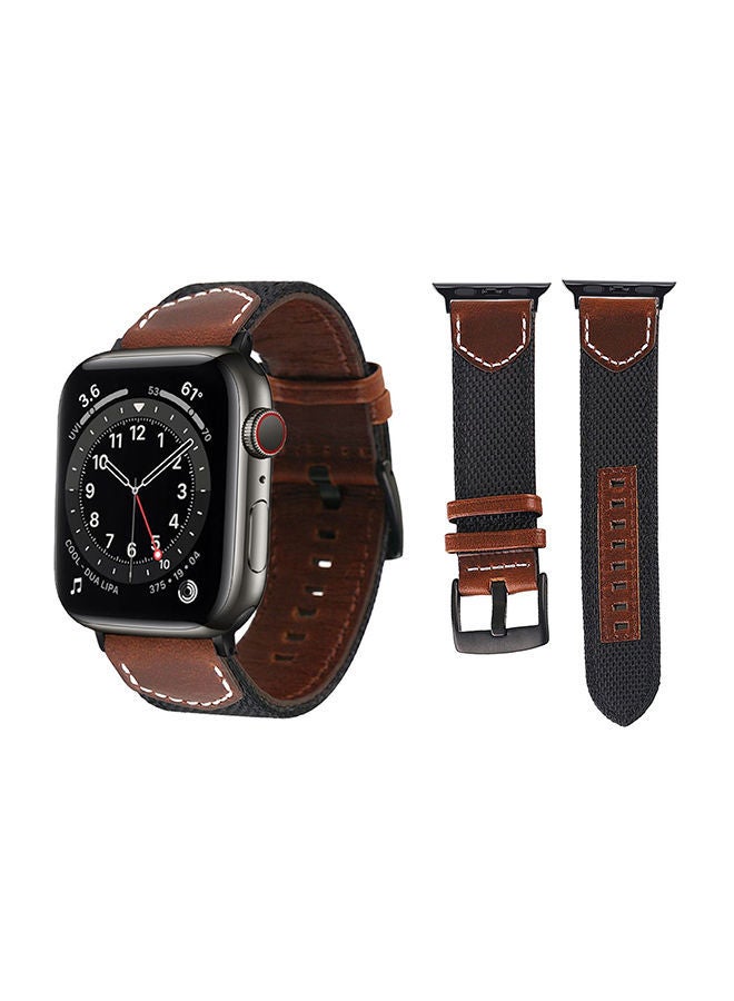 نيبمينينت سوار بديل من قماش الكانفاس لساعة أبل سيريس 6/SE/5/4/3/2/1 أسود