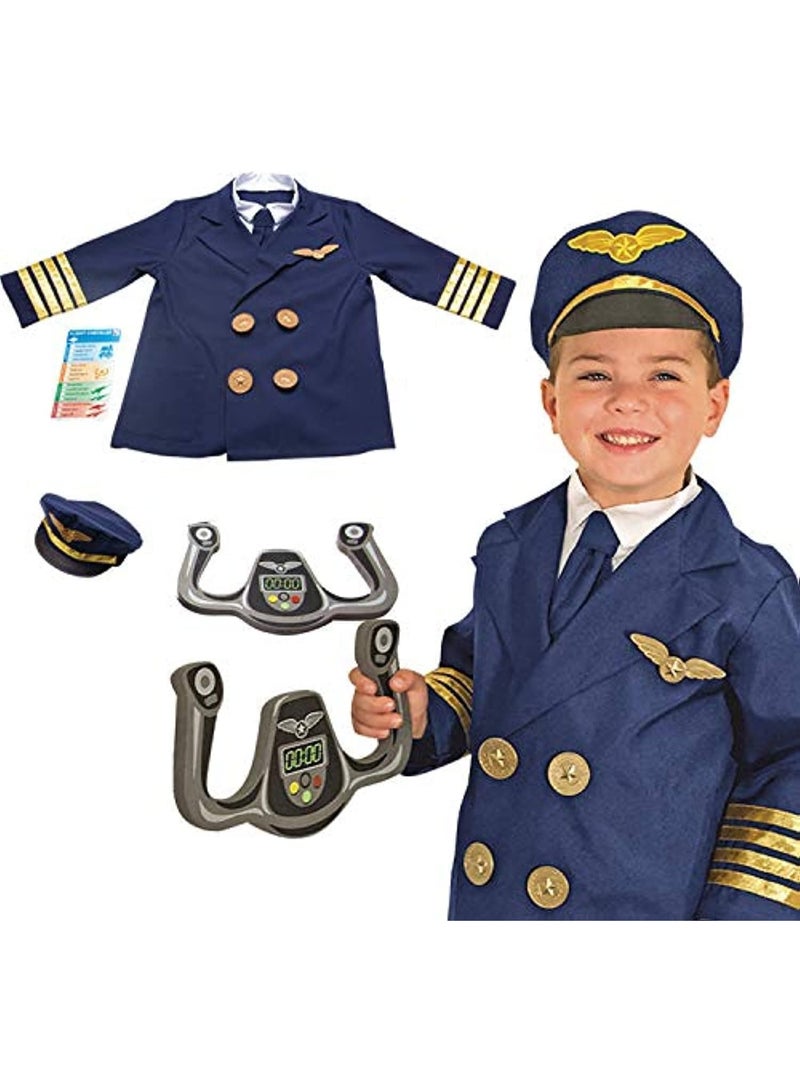 Baby Kids Pilot Costume for Kids Boys, Pretend Dress up Role Play Set 3-8 Years - Image 1