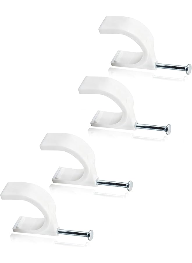 200-Pcs 12 mm Cable Clips – Nail-In Wire Holders for Coaxial, Ethernet, Power Cords – Cord Organizer Tacks for Home & Office(White)