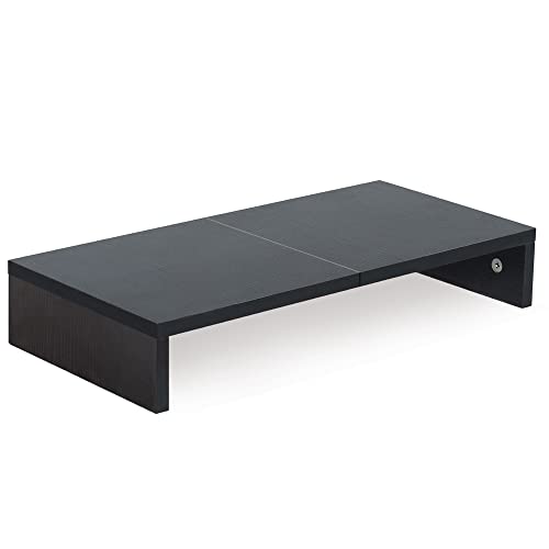TEAMIX 20 Inch Monitor Stand Riser, Black Desktop Stand for PC/TV/Laptop/Printer, Wood Monitor Riser with Storage, Computer Stand Keyboard Organizer - Image 1