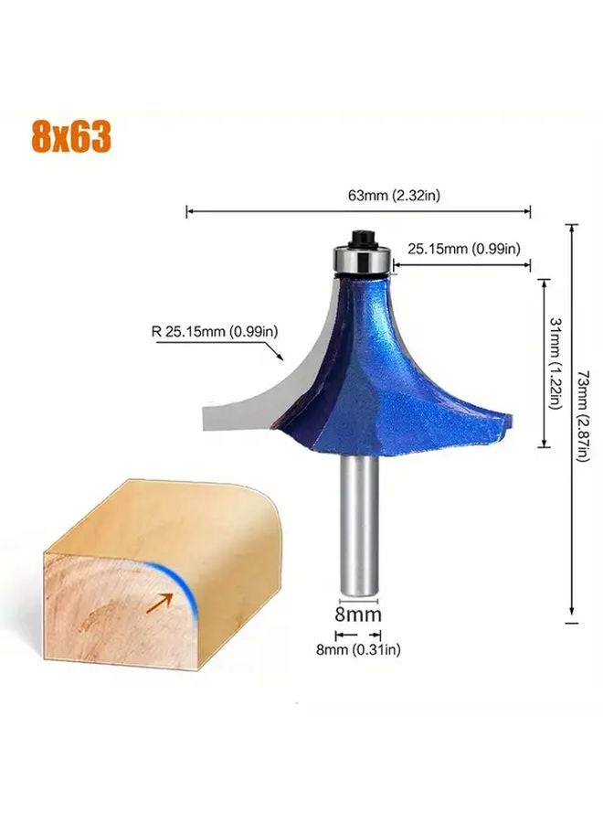 8x53mm Heavy Duty Tungsten Steel Woodworking Milling Cutter 8mm Shank Multi Functional Round Chamfer R Angle Arc Cutter Head - Image 5
