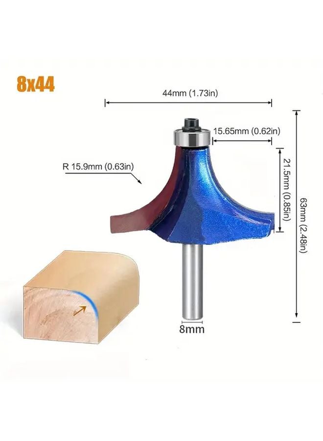 8x53mm Heavy Duty Tungsten Steel Woodworking Milling Cutter 8mm Shank Multi Functional Round Chamfer R Angle Arc Cutter Head - Image 3