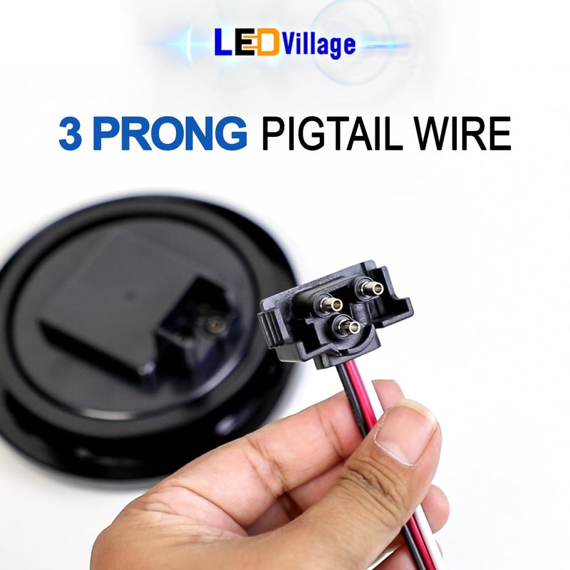 Ledvillage 20X Truck Trailer Molded 3 Prong Pin Pigtail Harness Plug 3-Wire Right Angle for Stop Turn Tail Brake Backup Light - Image 2