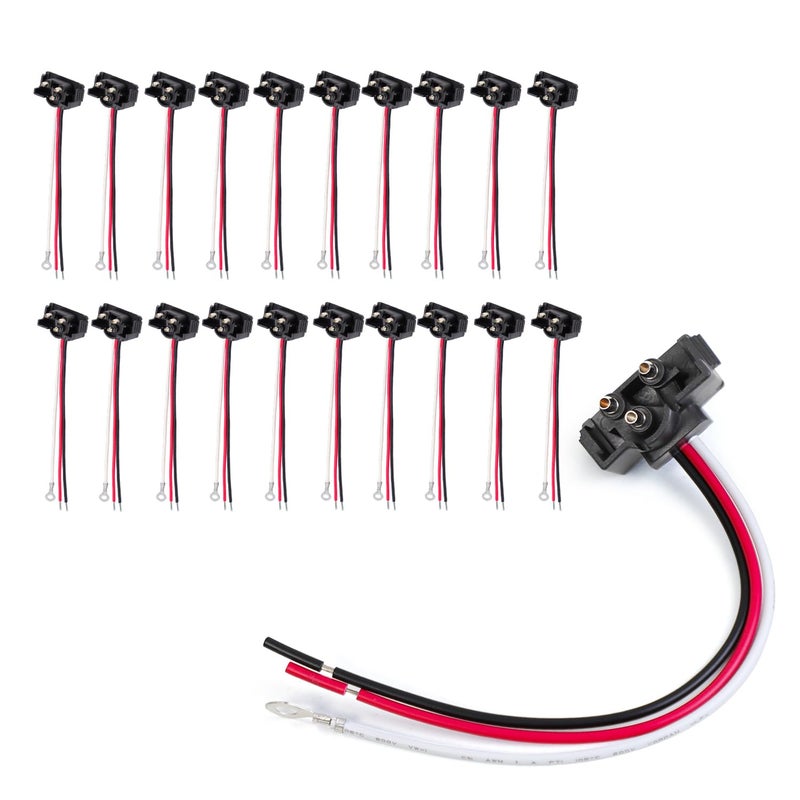 Ledvillage 20X Truck Trailer Molded 3 Prong Pin Pigtail Harness Plug 3-Wire Right Angle for Stop Turn Tail Brake Backup Light - Image 1