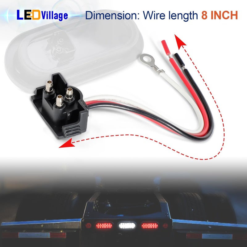 Ledvillage 20X Truck Trailer Molded 3 Prong Pin Pigtail Harness Plug 3-Wire Right Angle for Stop Turn Tail Brake Backup Light - Image 5