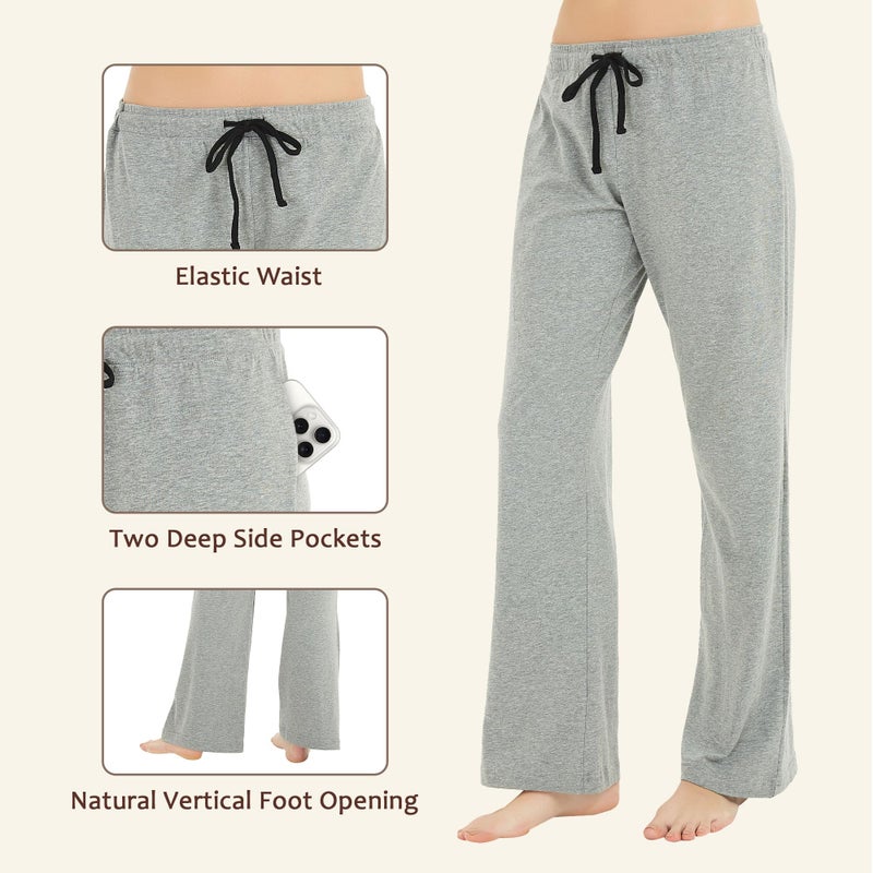 U2SKIIN Pajama Pants for Women Soft, Cotton Comfortable Womens Lounge Sleep Pj Bottoms for Women(Light Grey Mel., M) - Image 2
