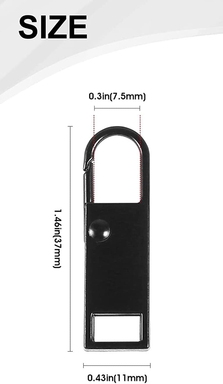 ChicAbode Metal Zipper Handle, Zipper Pull Replacement, Safe and Durable, Easy To Use, for Replacing and Repairing Zipper Pulls, Suitable for Suitcases, Backpacks, Clothes, Boots, Etc, 4 Pieces, Black - Image 2