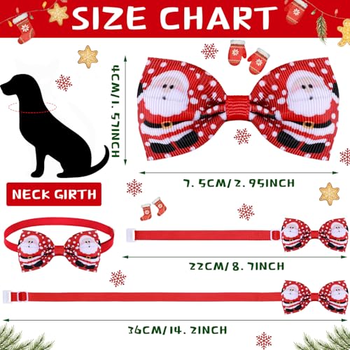 Eccliy 50 Pcs Christmas Bow Ties for Dogs Christmas Dogs Collar Adjustable Cat Bowties Neckties Set Santa Claus Xmas Tree Puppy Bowties Pet Collar for Xmas Puppy Decoration - Image 3