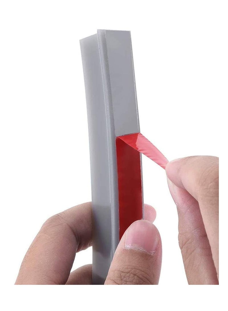 Zikra Collapsible Threshold Water Dam, Self-Adhesive Shower Barrier Bathroom And Kitchen Water Stopper, Home Water Retention System, Waterproof Water Flow Block Seal Strip (Gray), 1.3M - Image 2