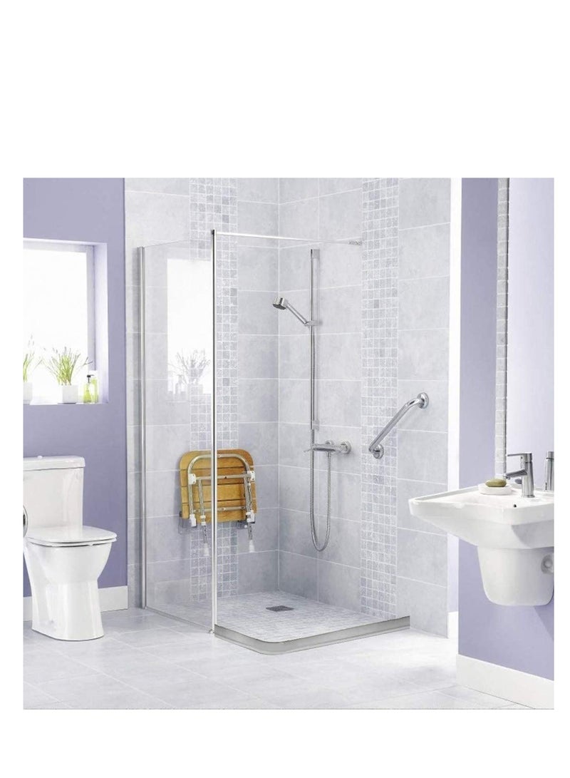 Zikra Collapsible Threshold Water Dam, Self-Adhesive Shower Barrier Bathroom And Kitchen Water Stopper, Home Water Retention System, Waterproof Water Flow Block Seal Strip (Gray), 1.3M - Image 4