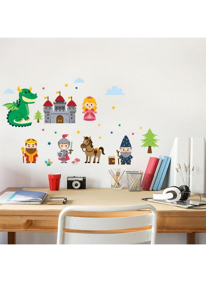 Maydahui Princess Knight Wall Stickers Castle King Cartoon Dragon Wall Decal (22 x24 Inch) for Kids Room Nursery Living Room - Image 3
