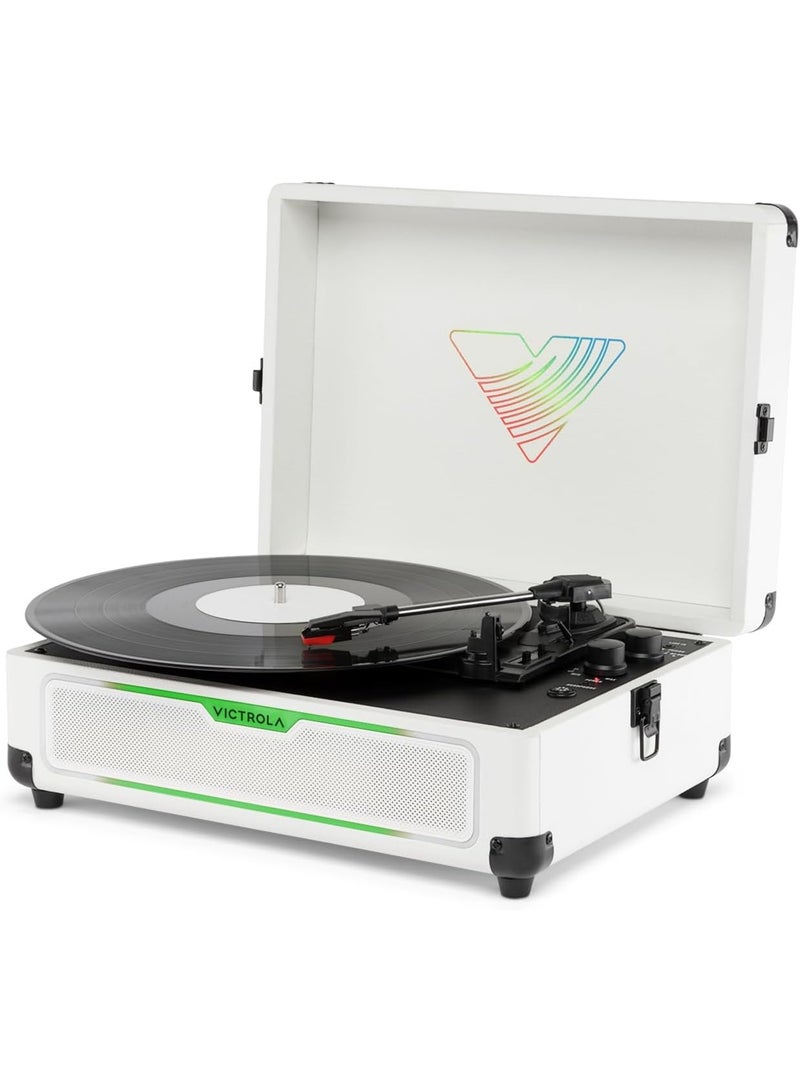 Victrola Journey Glow Illuminated Suitcase Record Player with Built-In Speakers - White - Image 1