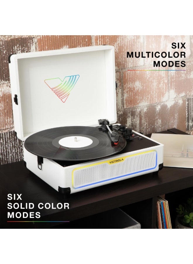 Victrola Journey Glow Illuminated Suitcase Record Player with Built-In Speakers - White - Image 5