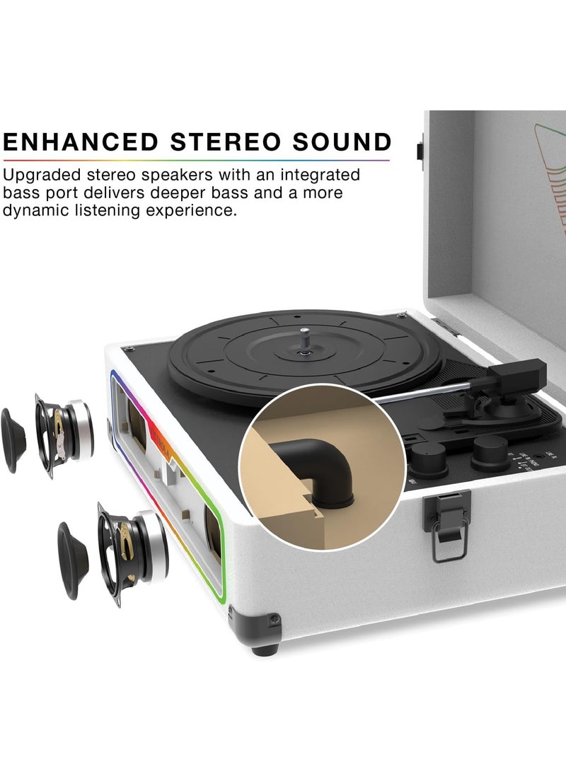 Victrola Journey Glow Illuminated Suitcase Record Player with Built-In Speakers - White - Image 4