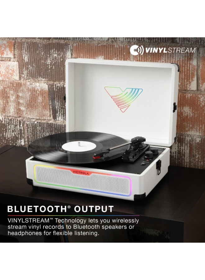 Victrola Journey Glow Illuminated Suitcase Record Player with Built-In Speakers - White - Image 3