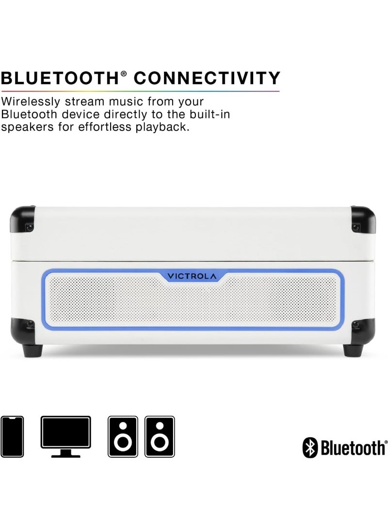 Victrola Journey Glow Illuminated Suitcase Record Player with Built-In Speakers - White - Image 2