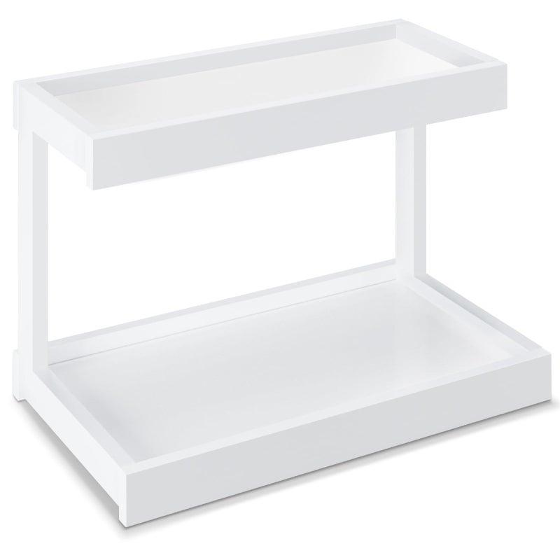 MARTY 2 Tier Spice Rack Organizer for Countertop, 15.8''L White Coffee Station/Bathroom Organizer Countertop, Counter Shelf Desktop Storage Organizer for Kitchen, Bedroom, Office - Image 1