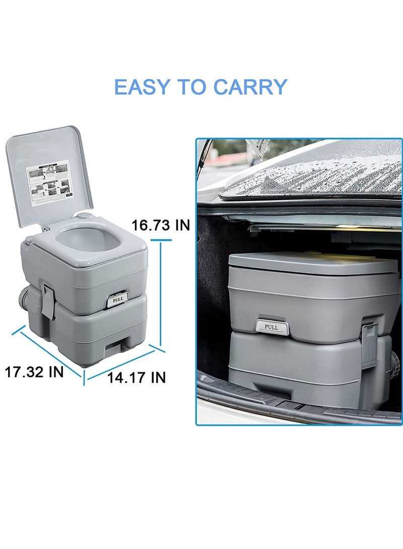 Portable Toilet Flush camping 5 Gallon 20 L Travel Camping Hiking Outdoor Indoor Porta Potty, Grey  - Image 5