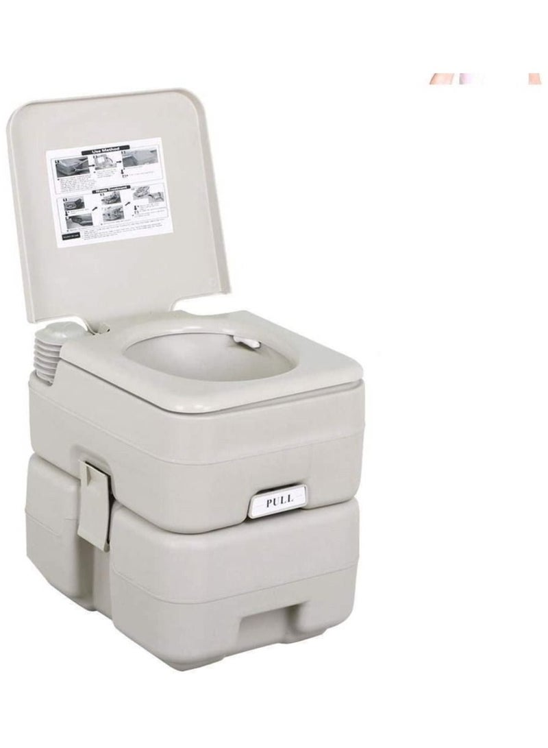 Portable Toilet Flush camping 5 Gallon 20 L Travel Camping Hiking Outdoor Indoor Porta Potty, Grey  - Image 1