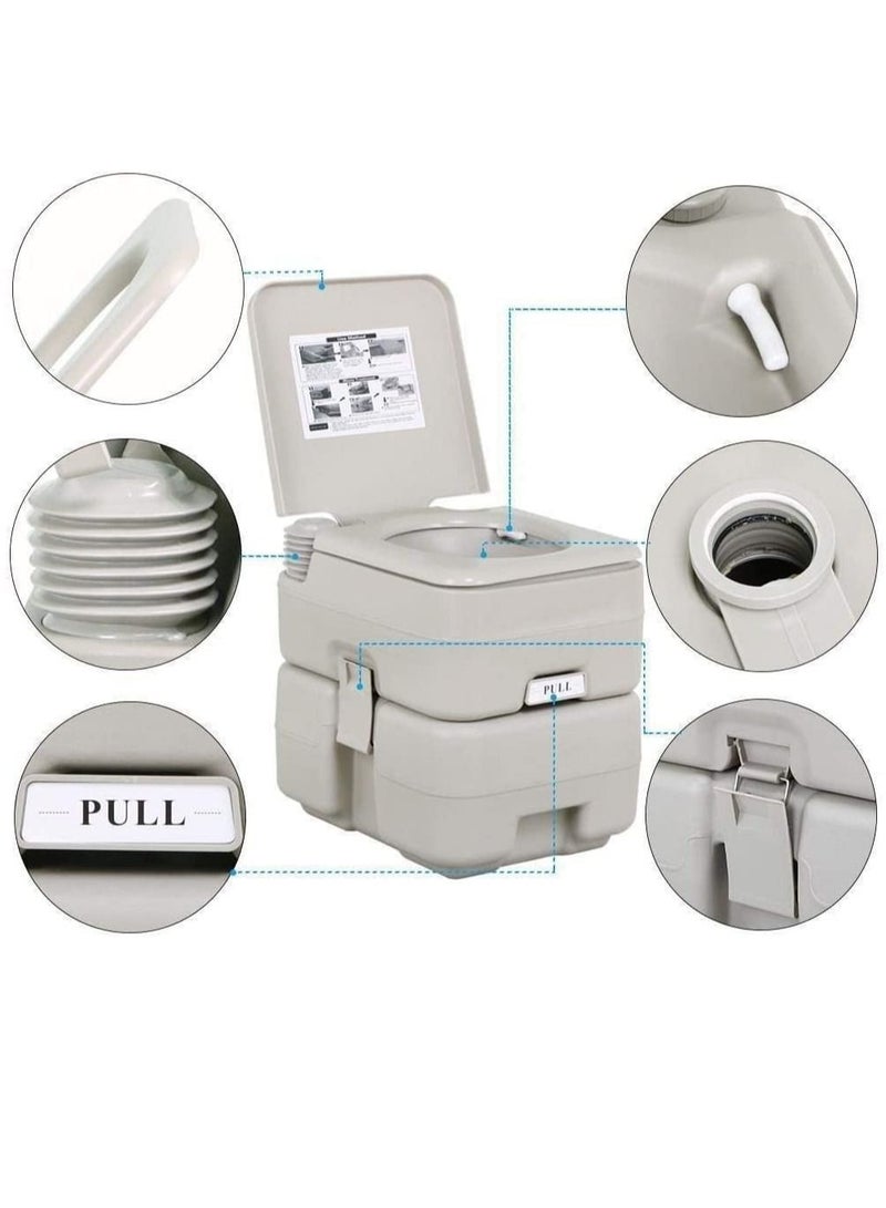 Portable Toilet Flush camping 5 Gallon 20 L Travel Camping Hiking Outdoor Indoor Porta Potty, Grey  - Image 2