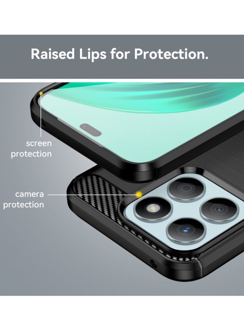 زبون جراب هاتف من ألياف الكربون TPU بتصميم مصقول لهاتف For Honor X8b (أسود)  - Image 3