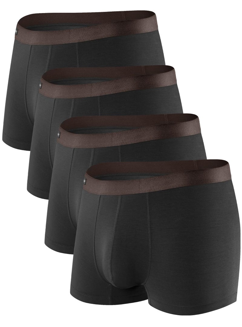 DAVID ARCHY دايفيد آرتشي سراويل داخلية للرجال مصنوعة من الرايون الناعم القابل للتنفس من الخيزران، بدون فتحة، عبوة 4 قطع، مقاس L 2.5'' - Image 1