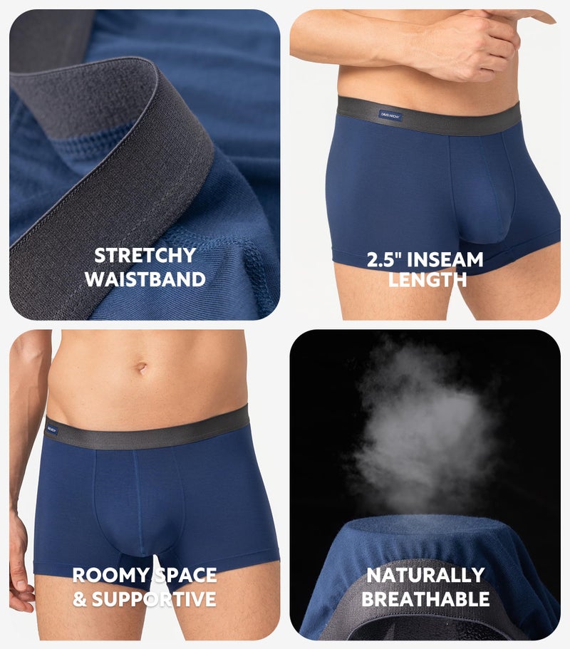 DAVID ARCHY دايفيد آرتشي سراويل داخلية للرجال مصنوعة من الرايون الناعم القابل للتنفس من الخيزران، بدون فتحة، عبوة 4 قطع، مقاس L 2.5'' - Image 4